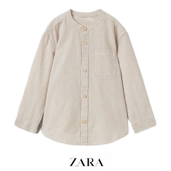 ZARA Kids | Brown/White | STRIPED SHIRT - Picture 1 of 4